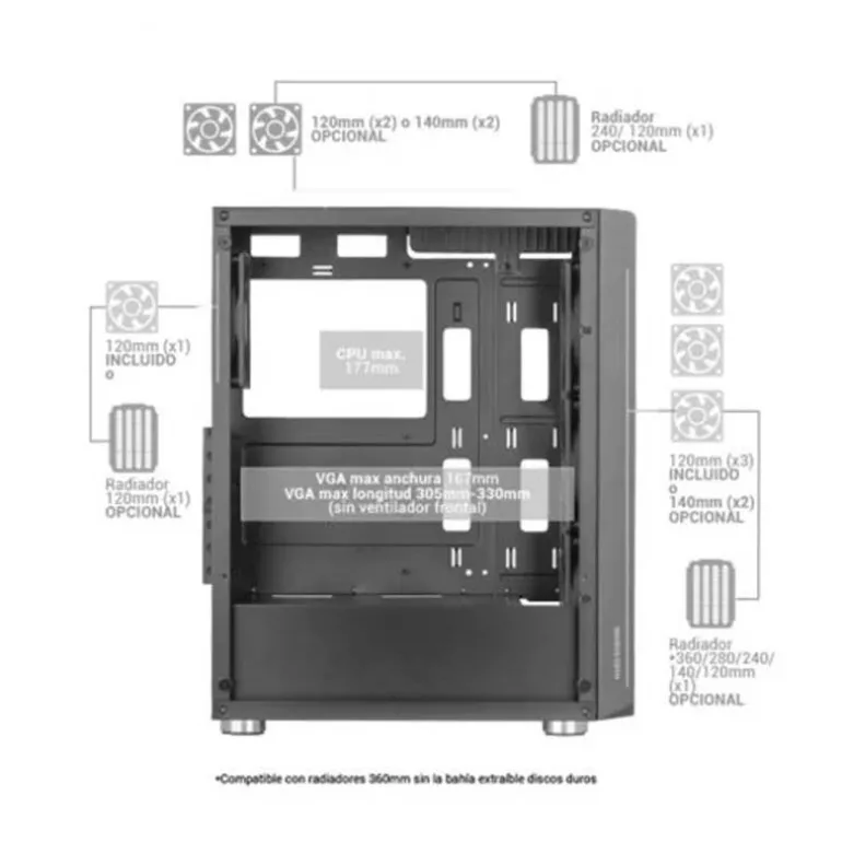 Caja/Torre Mars Gaming MC-F Mesh Negro