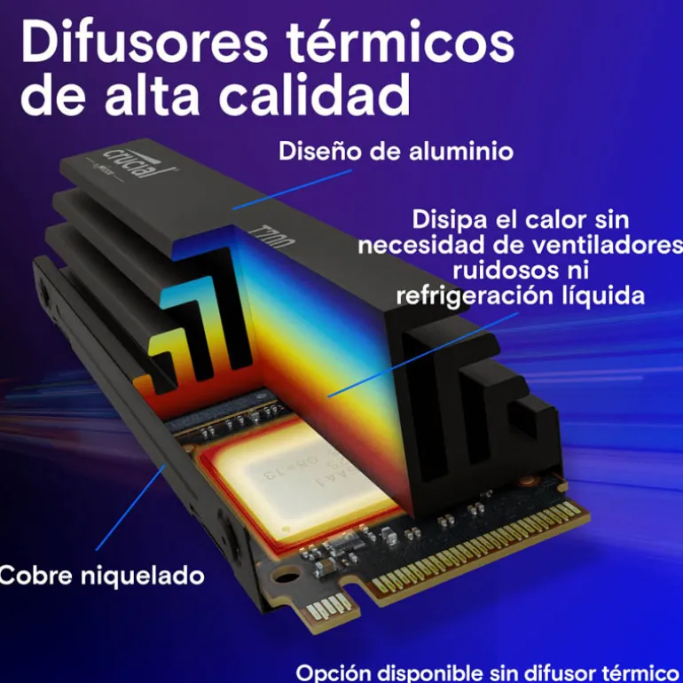Disco Duro M.2 Crucial T700 2TB PCIe Gen5 x4 NVMe SSD