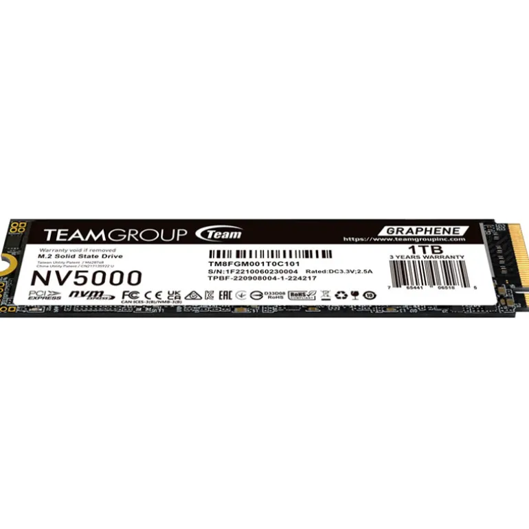 Disco Duro M.2 Team Group NV5000 1TB PCIe Gen4 x4 NVMe SSD
