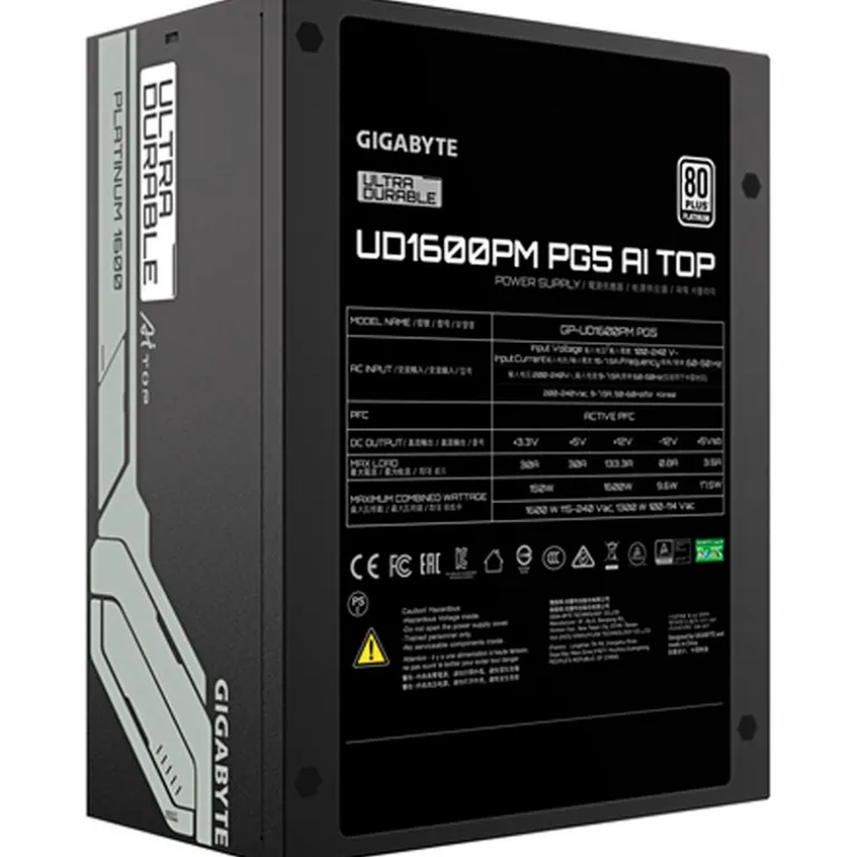 Fuente/PSU Gigabyte UD1600PM PG5 AI TOP 80 Plus Platinum 1600W ATX 3.1 PCIE 5.0 Modular