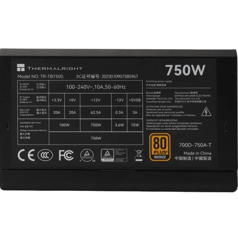 Fuente/PSU ThermalRight TR-TB750S 80 Plus Bronze 750W ATX 3.0 PCIE 5.0
