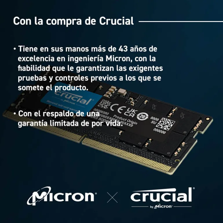 Memoria DDR5 Crucial CT32G48C40S5 32GB 1X32GB 4800MHz CL40 SoDIMM
