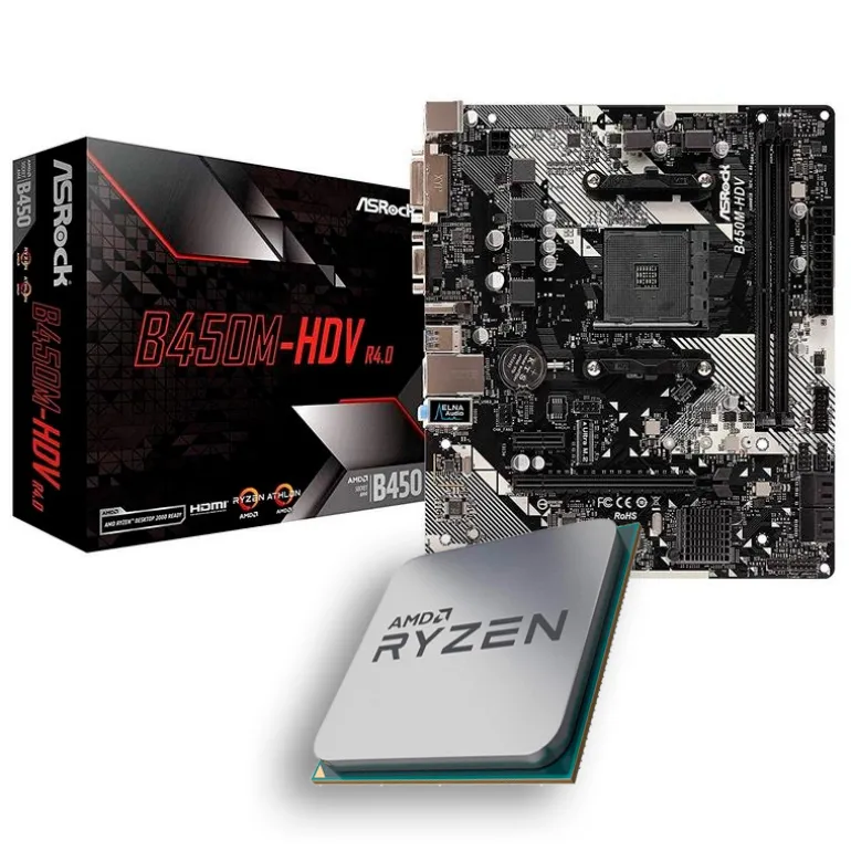 Pack AMD Ryzen 5 5500 4.2GHz Tray + ASRock B450M-HDV R4.0