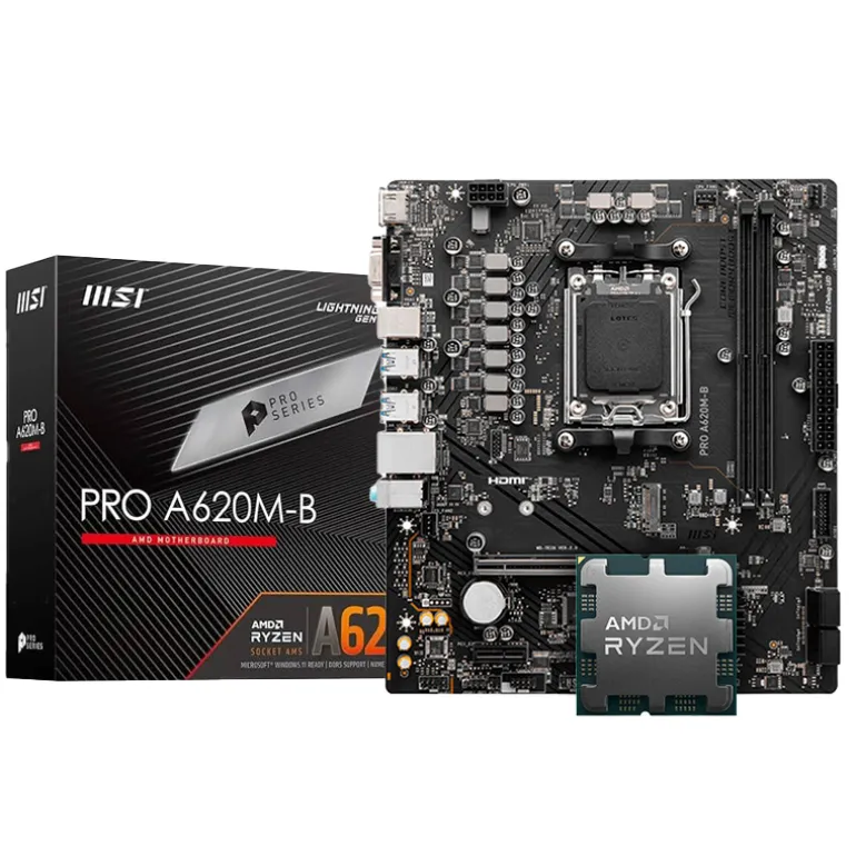 Pack AMD Ryzen 7 9800X3D 5.2GHz Tray + MSI PRO A620M-B Socket AM5