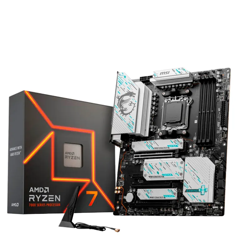 Pack AMD Ryzen 7 7700X 5.4GHz Boxed + MSI X670E Gaming Plus WIFI