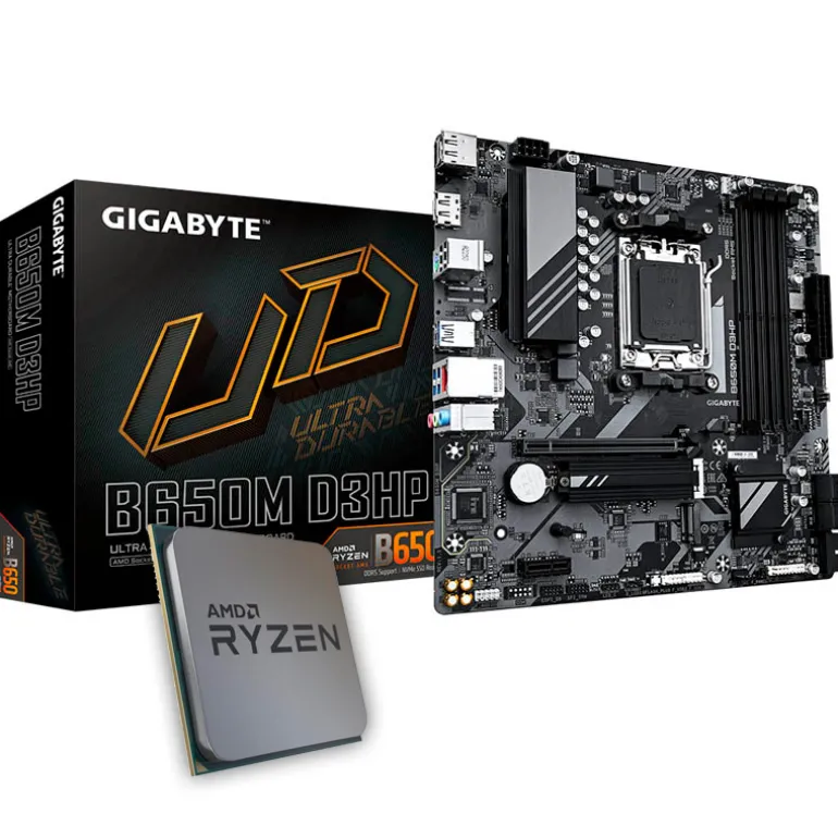 Pack AMD Ryzen 5 7600X 5.3GHz Tray + Gigabyte B650M D3HP
