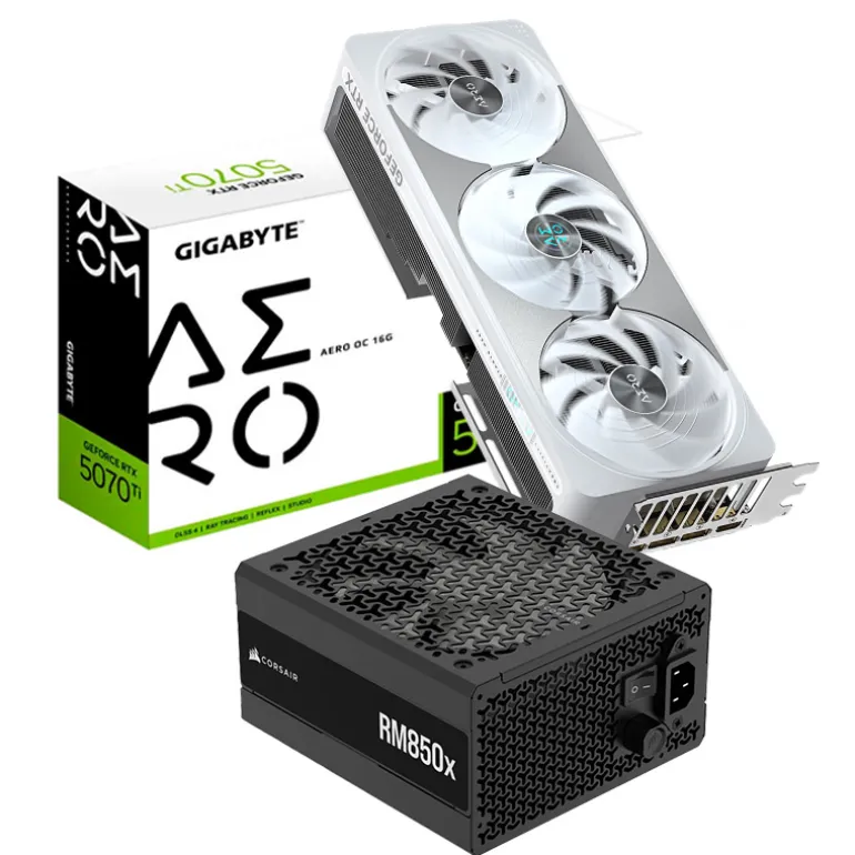 Pack Gigabyte GeForce RTX 5070 Ti AERO OC 16GB GDDR7 DLSS4+Corsair RM850x 80 Plus Gold 850W ATX 3.1 PCIE