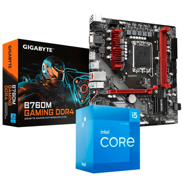 Pack Intel Core i5-12400F 4.4GHz Boxed + Gigabyte B760M Gaming D4