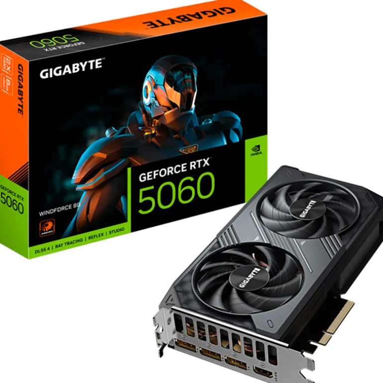 Tarjeta Gráfica Gigabyte GeForce RTX 5060 WindForce 8GB GDDR7 DLSS4