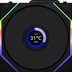 Ventilador Lian Li Uni Fan TL120 Wireless LCD ARGB Reverse Blade 120mm Triple Pack Negro